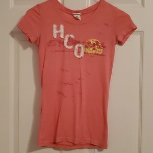 Hollister Co salmon pink summer logo tee, Small